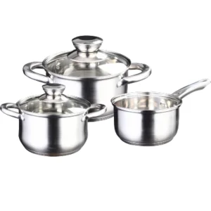 iVeo Steel Handle Stainless Steel Cookware Set Induction Bottom Cookware Set  (Stainless Steel, 5 - Piece)